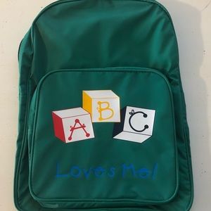 NEW ABC Green kids backpack with pencil pouch